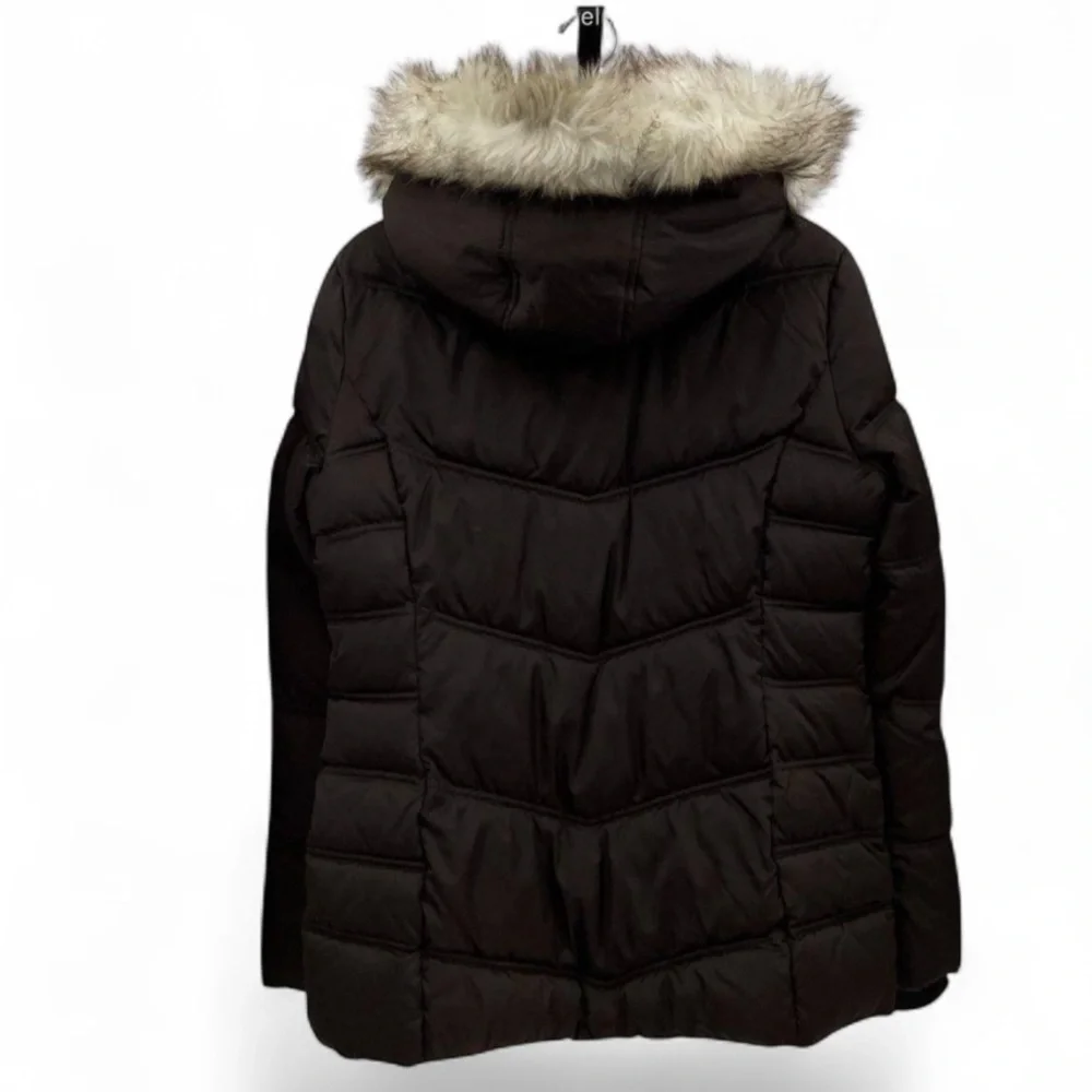 Nautica Brown Puffer Jacket with Faux Fur Hood